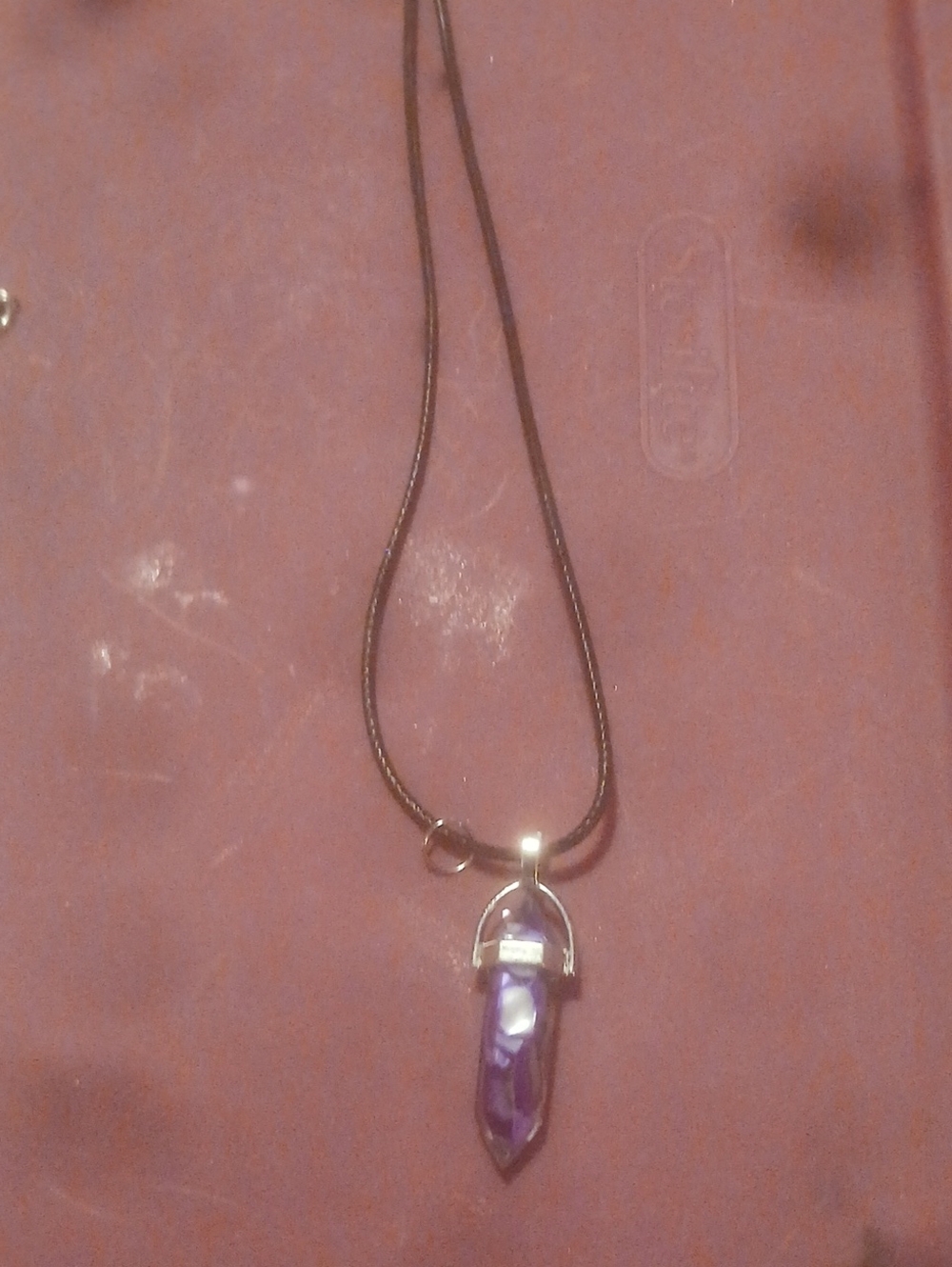 Silver Amethyst Crystal Pendant Necklace - Purple